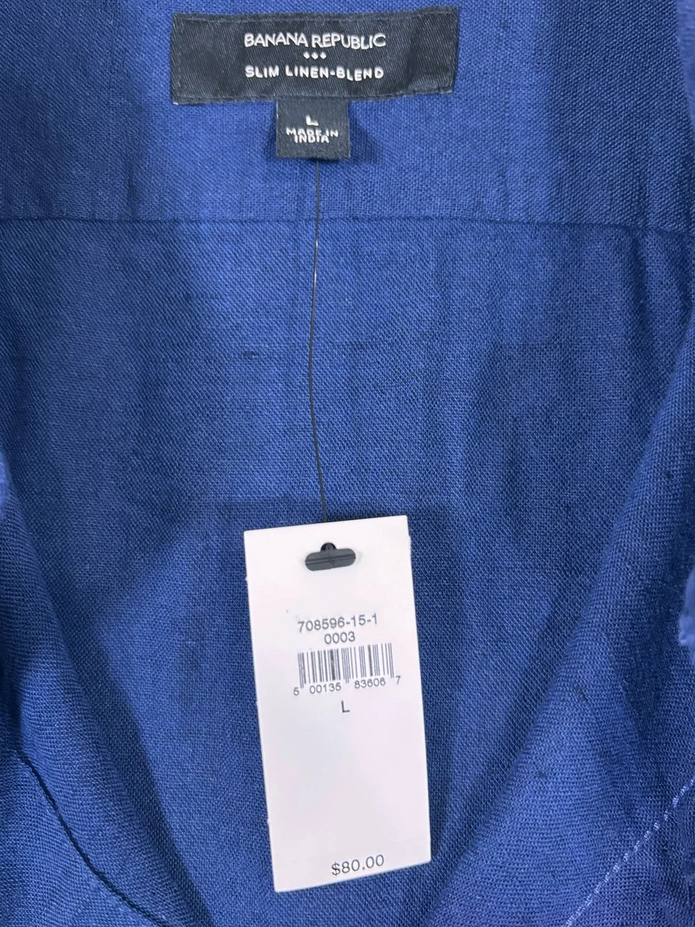 NWT Banana Republic Men’s Linen Blend Slim Fit Shirt Dark Blue Large